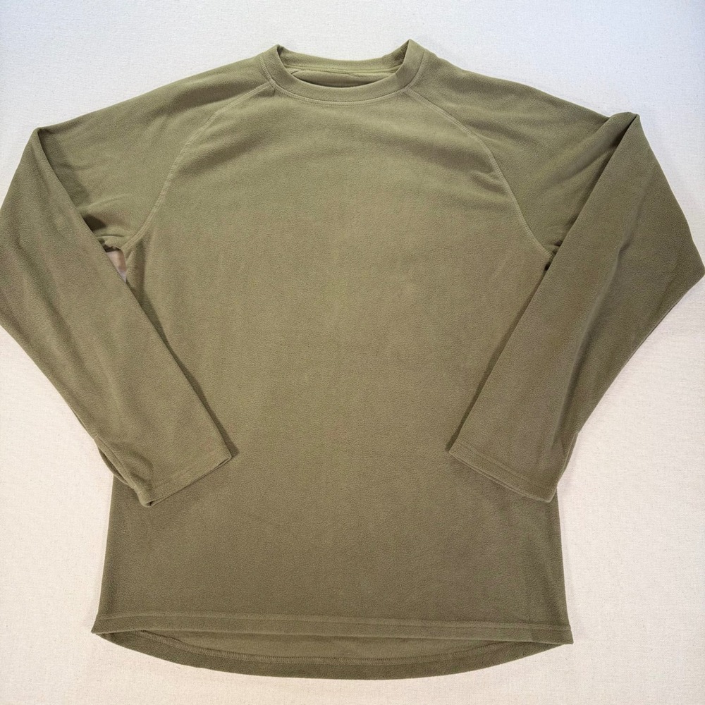 Mens Olive Green Fleece Base Layer Tactical Long Sleeve Shirt Guide Gear Large